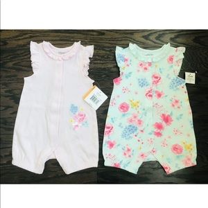 Baby Girl 2 Pack Rompers, 12 months, Pink and Blue